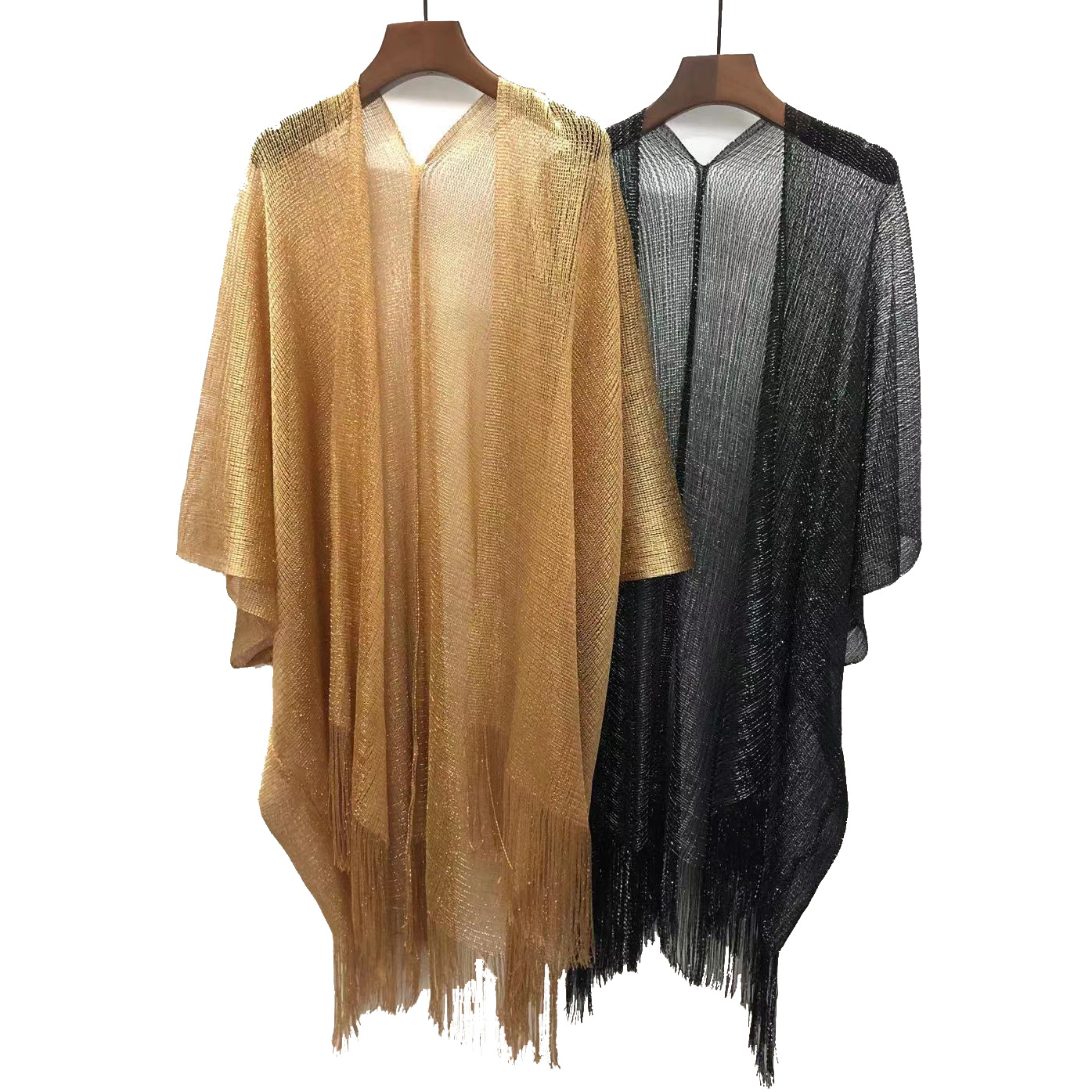 Cross-border Hot Gold and Silver Silk Shawl Sunscreen Split Cape Scarf Cheongsam Prom Wedding Party Dress Shawl