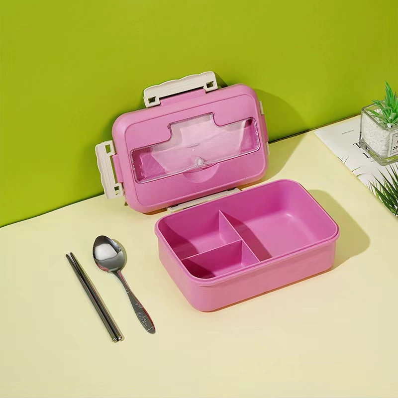 Ланчбокс для студентов Bento, 3 отделения, микроволновый ПП с прибором (ложка/вилка/палочки)