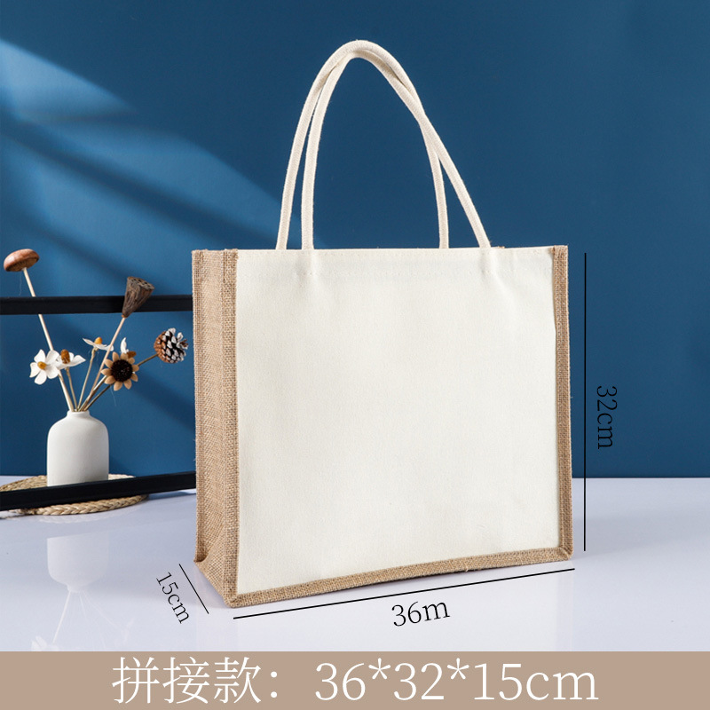 Bolsas de lino personalizadas Renacimiento DIY bolsa de compras de yute Bento impermeable gran capacidad no impresa bolsa de lino image 10