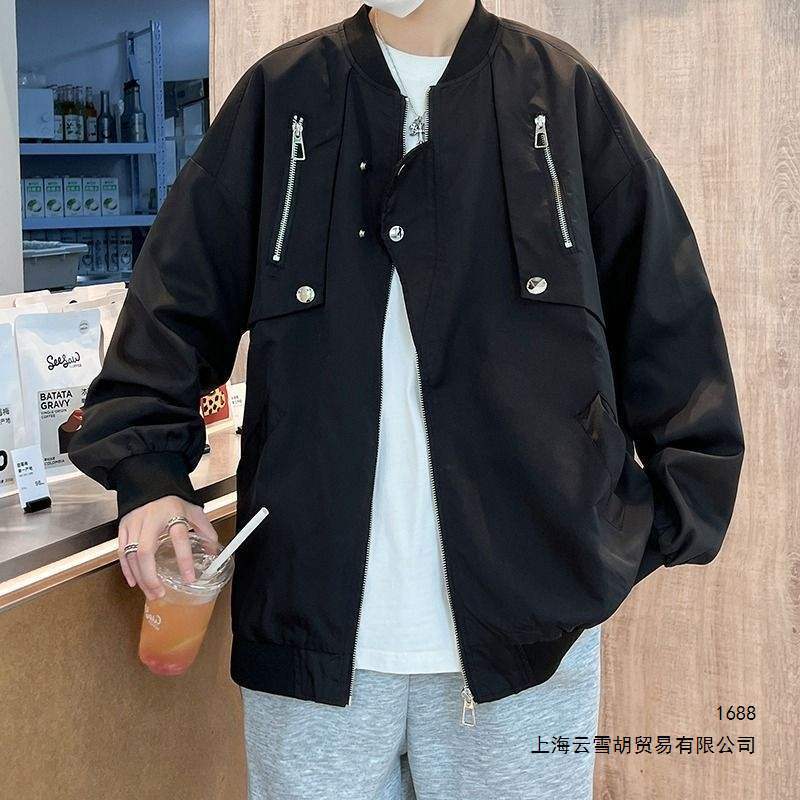 Spring and autumn American retro functional baseball jacket for men, high street style, loose fit, plus size, for larger individuals, workwear coat