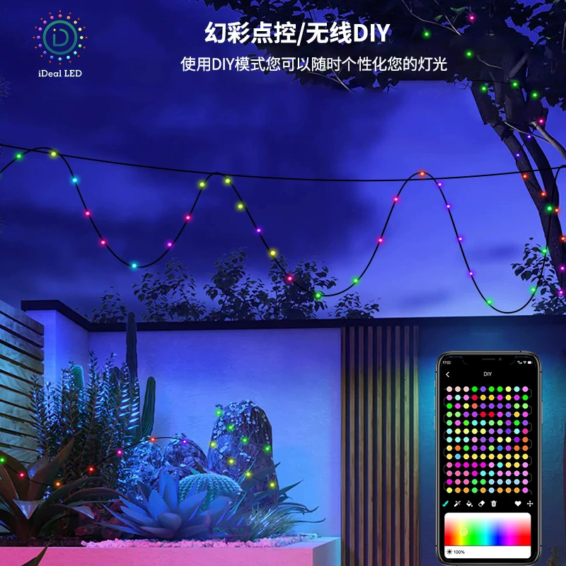 Умная кожаная нить LED свет RGB фантазийный цвет, декоративная гирлянда для DIY, управление точками, свет для рождественской атмосферы