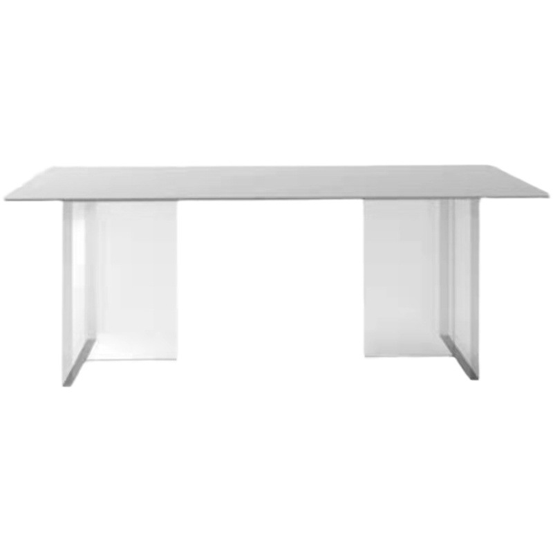 Acrílico roca placa mesa de comedor transparente hogar simple luz italiana blanca Suspensión de lujo delifeng mesa de comedor rectangular y silla