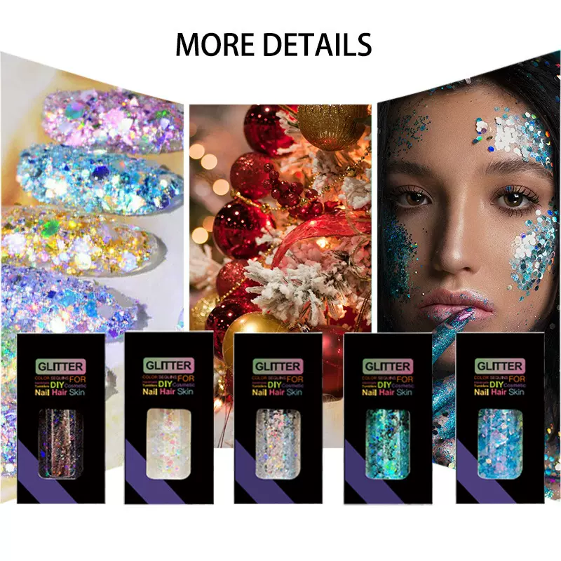 跨境镭射亮片GLITTER面部眼影亚马逊爆款美甲金箔树脂手工diy闪粉