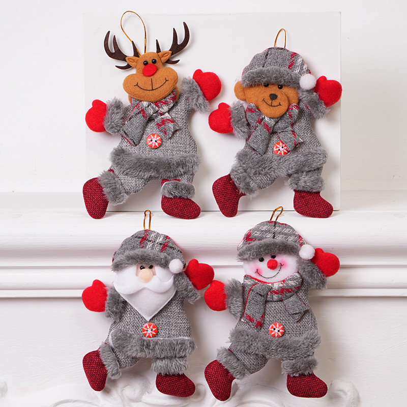 Navidad adornos árbol de Navidad accesorios pequeña muñeca bailando viejo muñeco de nieve ciervos oso tela muñeca colgante regalo