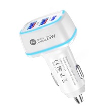 新款42W发光3口车充 双USB+Type-C接口 PD快充QC3.0 3.5A输出