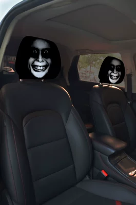 Cross-Border Evil Ghost Character Dark Style Headrest Cover Dustproof Elastic Car Interior Pillow Cover Decorative Protective Cover (Universal seat cover) - 01-double-sided-printing-1pc-26cm28cm