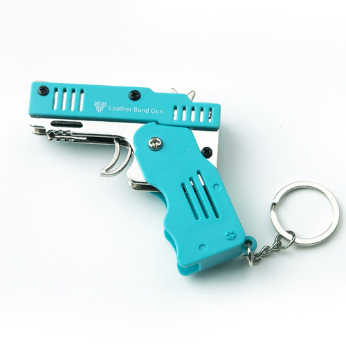 盈图品牌合金+塑胶款M1迷你挂件折叠皮筋枪可6连发儿童玩具软弹枪