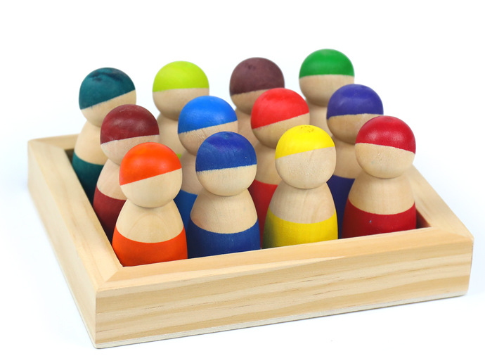 Bloques de construcción de arco iris para niños de madera juguetes bebé color cognición educación infantil altura apilamiento 3-10 años Juguetes