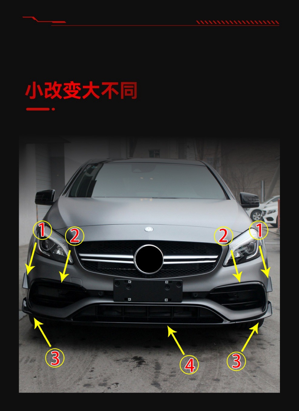 Suitable for 2016-2018 Mercedes-Benz A-Class W176 A45 Amg Dedicated Front Air Knife Surround Front Lip Cross-Border Modification Parts