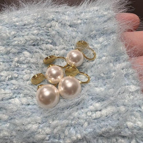 Strong light retro fever same style Shijia Pearl S925 sterling silver ear clip earrings mosquito coil disc ear clip for women without pierced ears