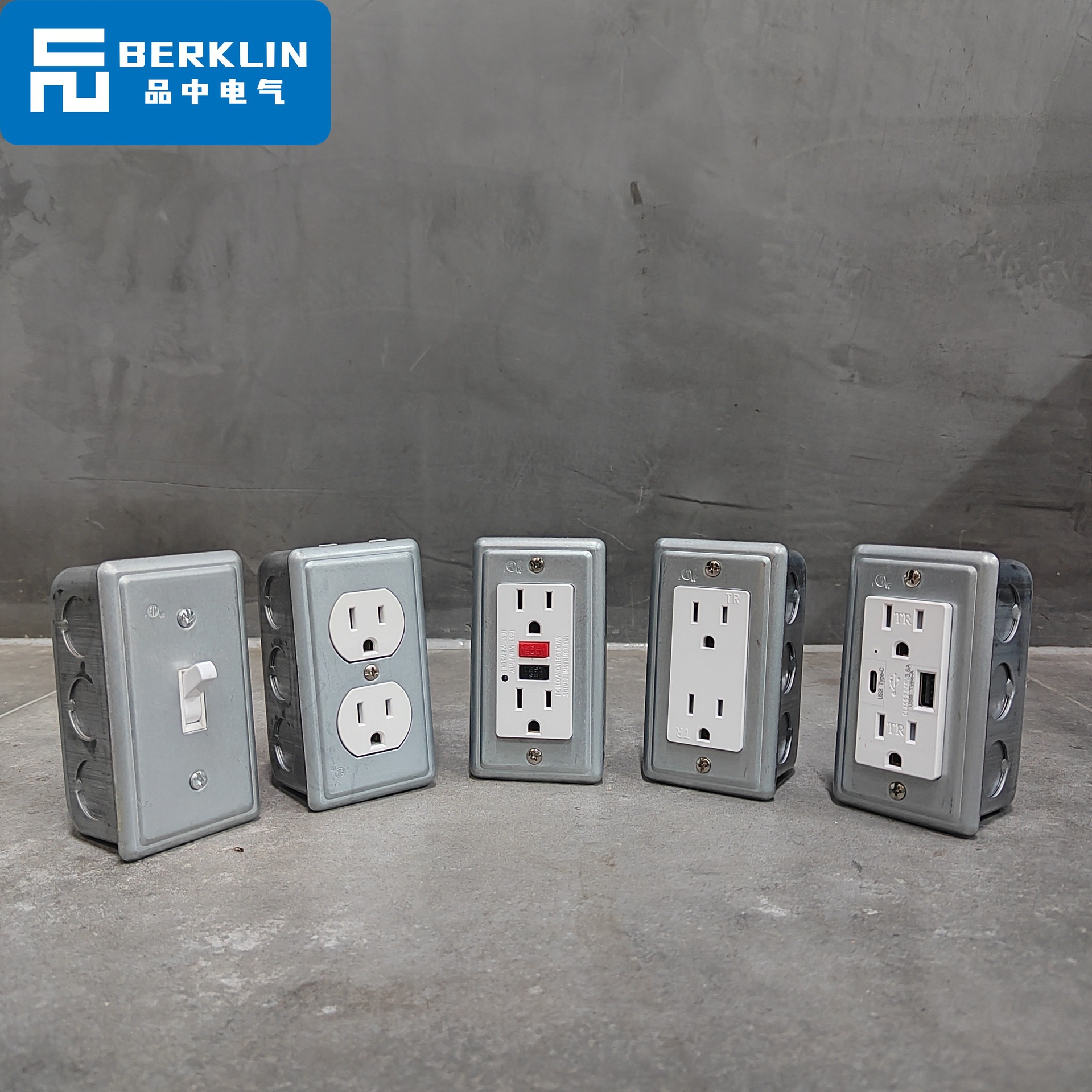 工业风美标插座开关明装暗装USB六孔复古镀锌GFCI美国台湾UL认证