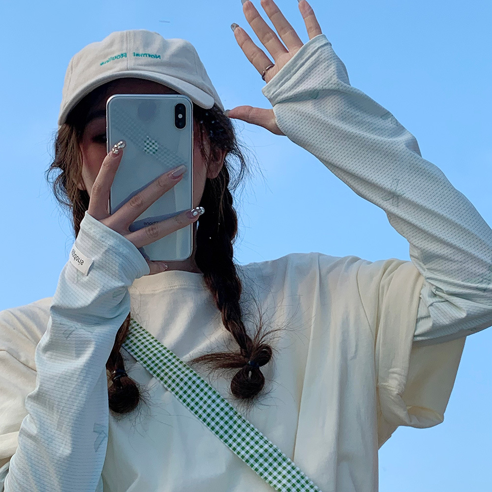 甜美清新蝴蝶結防曬冰袖女高顏值戶外騎行防紫外線冰絲袖套夏百搭