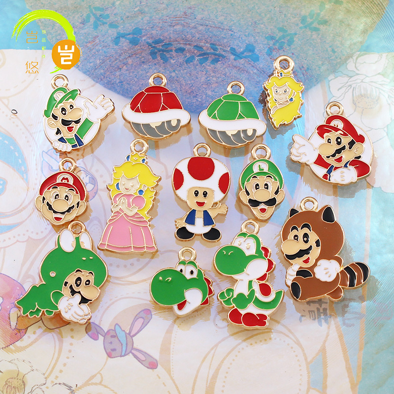 Japanese Mario Game Animation Cartoon Accessories Jewelry Pendant Cute DIY Handmade Alloy Drop Earrings