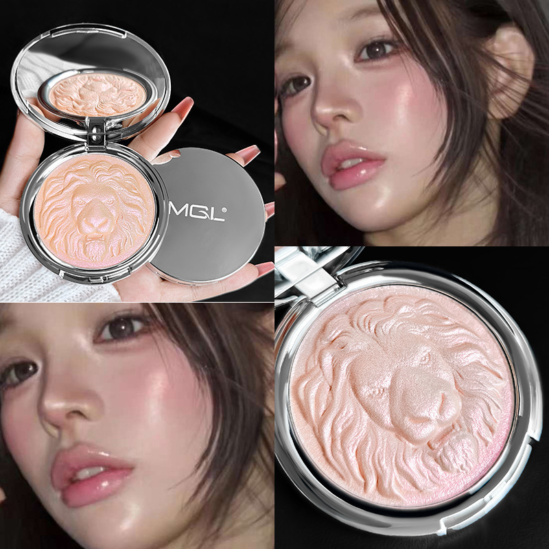 Mgl Lion Series High-Gloss Potato Mud Highlighter with Flashing Water-Glow Effect for Face Contouring and Highlighting, Pearlescent Fine Shimmer Highlighter Cream