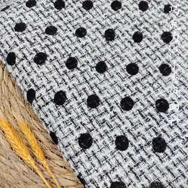 黑白巧克力点小香风面料外套马甲连衣裙箱包手工diy粗纺花呢布料