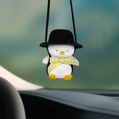 Hanging Ornaments Swing Duck Car, Car hanging - black-hat-white-penguin