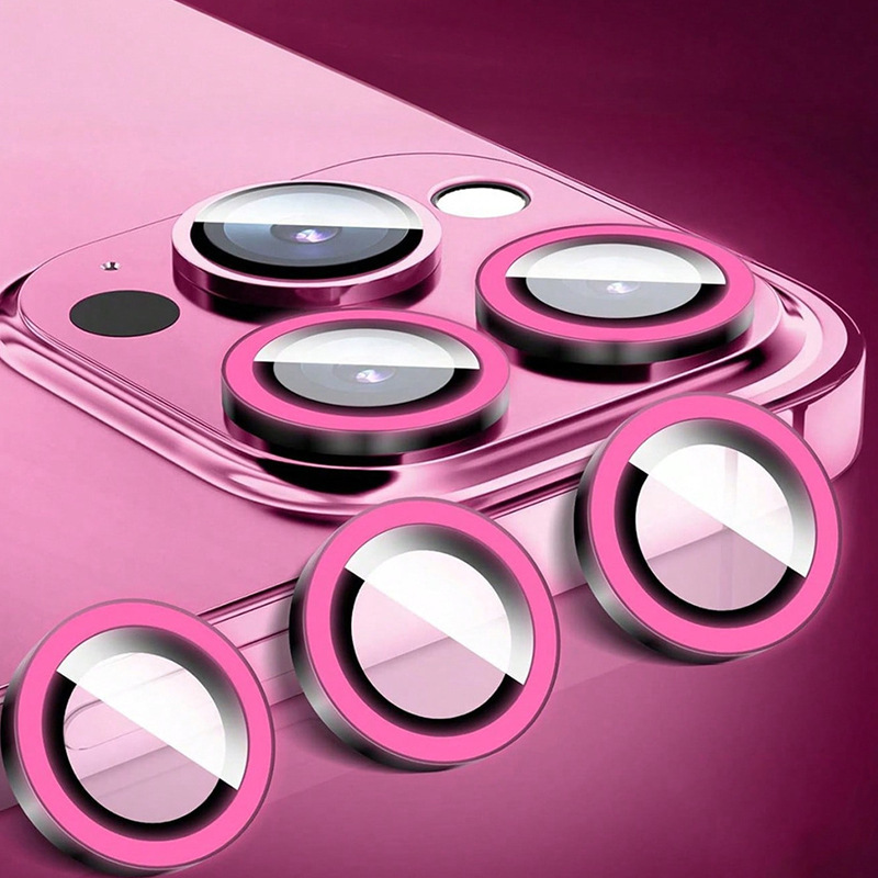 Suitable for iPhone 17 Pro Max, Fluorescent Pink Tempered Glass, 9H Anti-Drop Camera Lens Protective Film