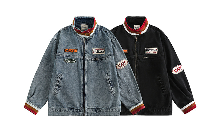 Denim Jacket Men Retro High Street Motorcycle Style Jacket Top_voghion.com