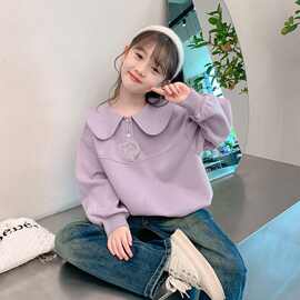 甜美可爱卡通翻领长袖上衣春秋季新款女孩子时尚简约个性百搭卫衣