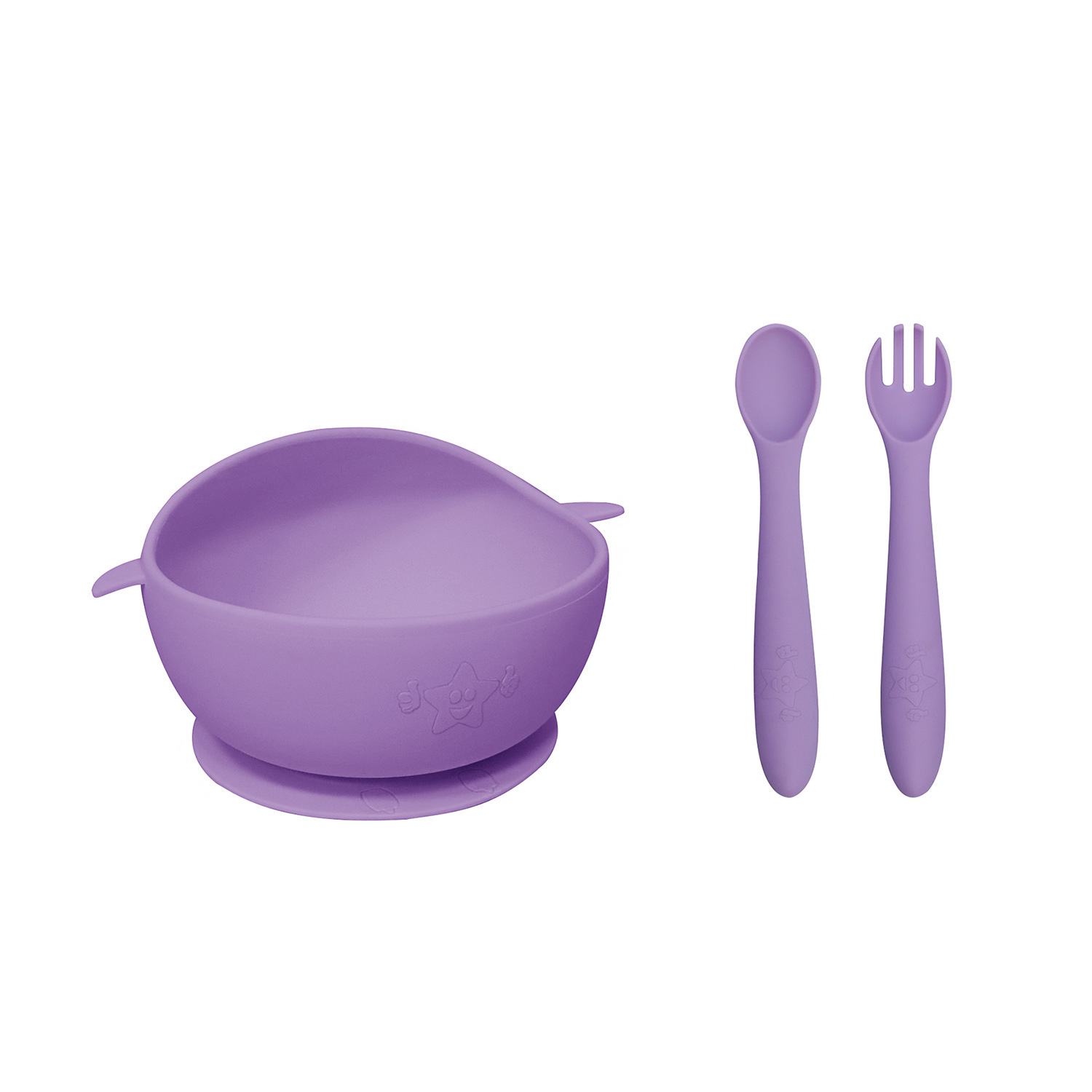 이유식 그릇 + 이유식 숟가락과 포크 + opp 포장 "보라색"