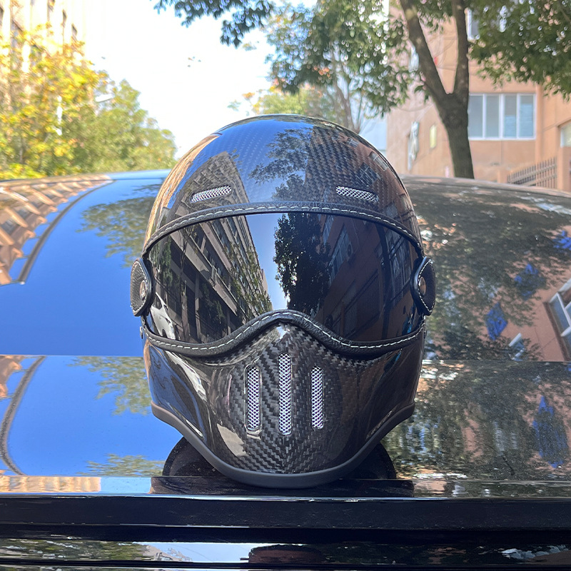 Nuevo estándar nacional 3C certificado retro casco completo crucero motocicleta casco hombres off-road fibra de carbono pequeño casco femenino