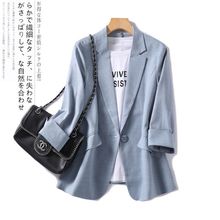 薄款小西装外套女2025新款夏季七分袖夏新款气质修身西服上衣女