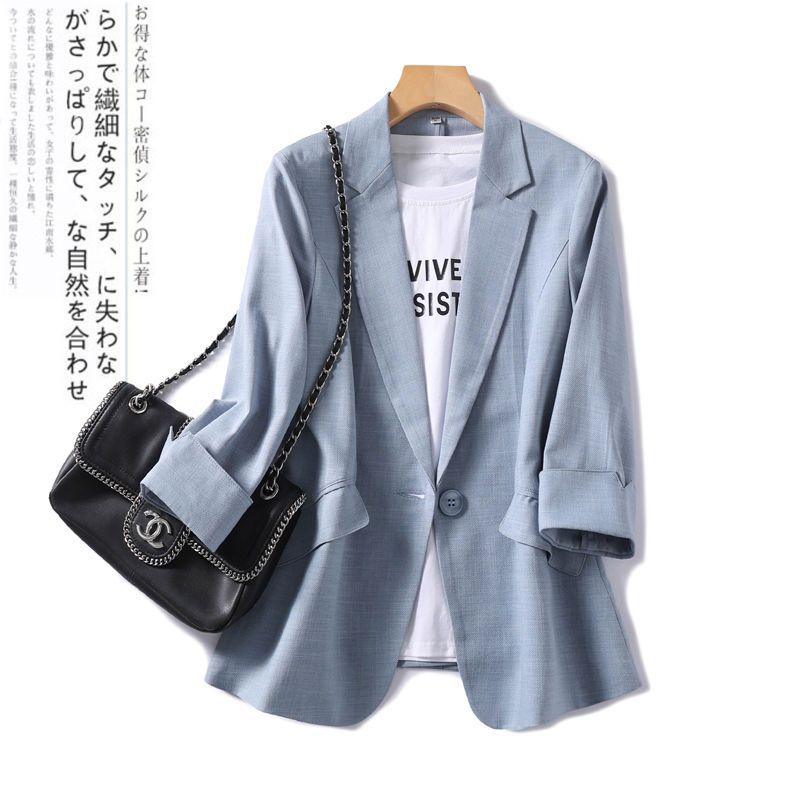 薄款小西装外套女2025新款夏季七分袖夏新款气质修身西服上衣女