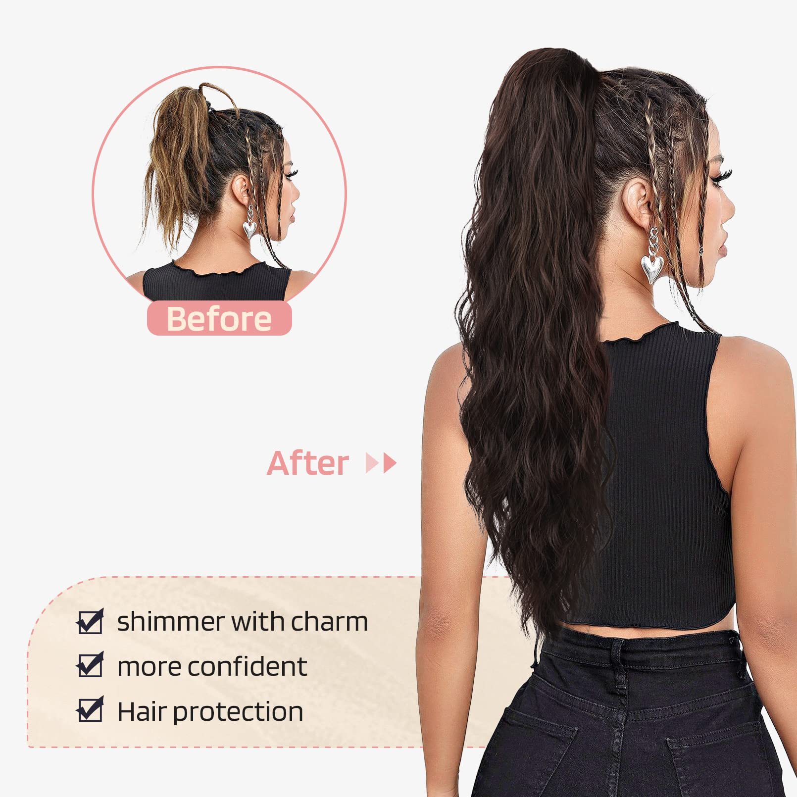Synthetic Drawstring Ponytail Extension Long Curly Hair For Women_voghion.com
