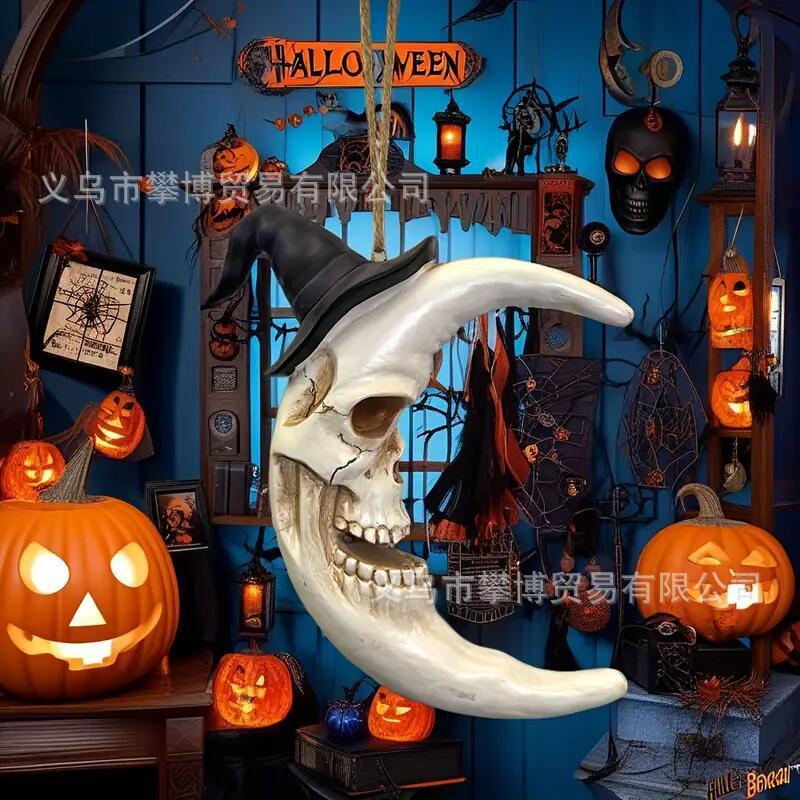 クロスボーダー新しいハロウィンスカル樹脂カボチャムーンウィザードギフトパーソナライズされた装飾品ホームアクセサリー装飾品|undefined