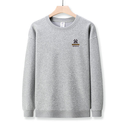 380g heavy-duty pure cotton men's hoodie autumn new round neck youth Korean style long-sleeved t-shirt men's base shirt