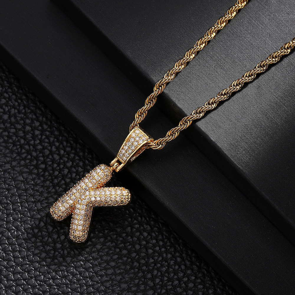 Nuevo cross-border 26 letras inglesas colgantes collares de bronce y piedra collares de moda simplista para hombres y mujeres