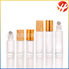 Rolling ball perfume bottle 10ml wood grain lid travel portable sample glass ball bottle essential oil empty bottle