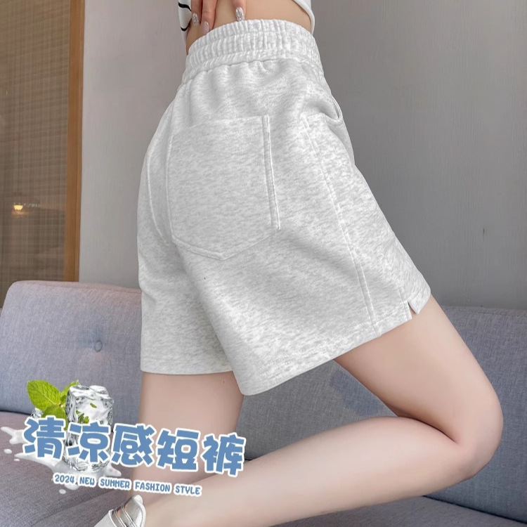 White Gray Sports Shorts Women's Summer Loose Thin High Waist Wide Leg Triple Pants Outer Wear Slim Look All-match Casual Pants
