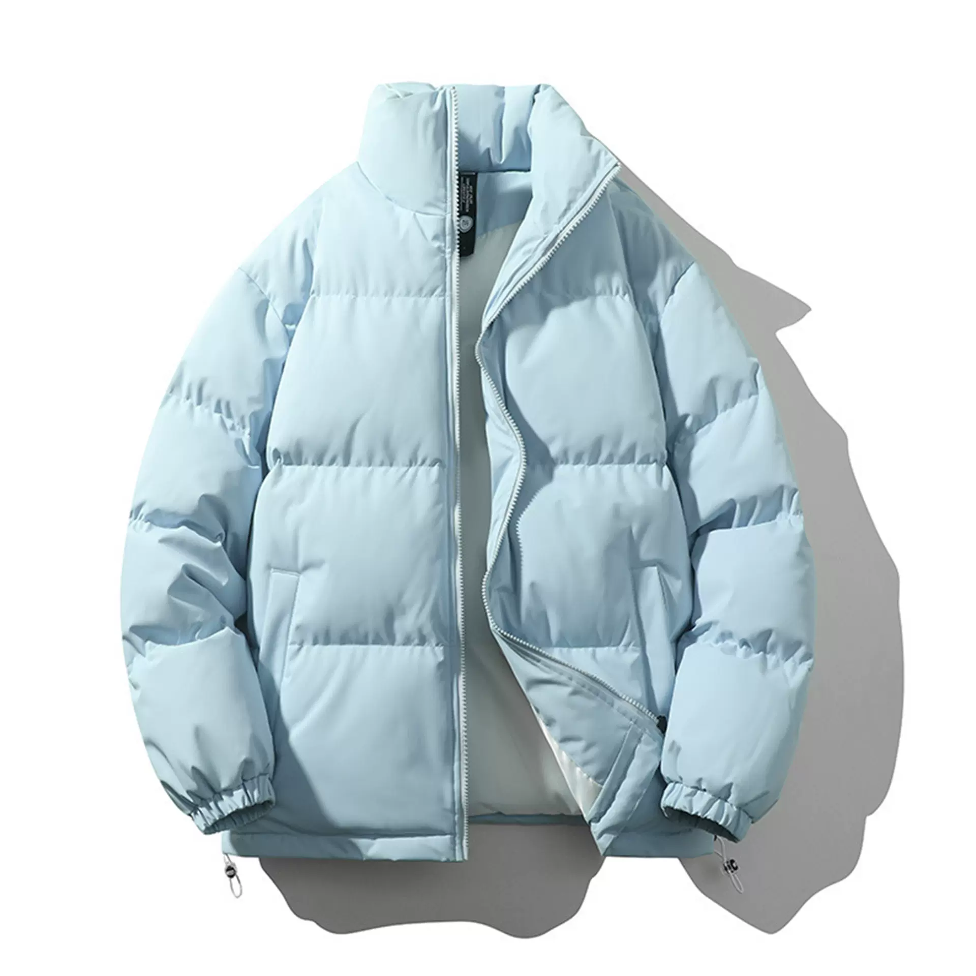 跨境定制立领棉服男女同款冬季加厚宽松棉袄情侣款纯色面包服棉衣