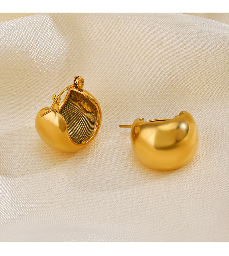 18K Gold Plated Plating Material Earrings Classification 1 Pair Quantity PVD Coated 18K Gold Plated Geometric 304 Stainless Steel Retro Waterproof Non Tarnish Earrings