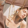 Metal retro necklace, golden multilayer human head, European style, suitable for import, new collection