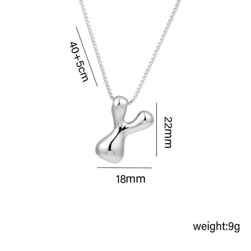12g Weight Vacuum Plating Gold Plating Process White Gold Plated Plating Material Copper Pendant Material Pendant Necklace Classification Copper Chain Material 1 Piece Quantity Daily Occasion Copper Material Letter Pattern Women's Gender Plating Design Basic Style Copper White Gold Plated Basic Plating Letter Pendant Necklace 25