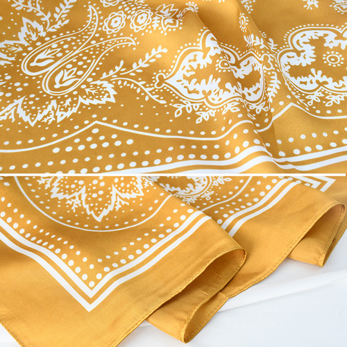 New Walnuts Flower 70cm Printed Satin Square Scarf Lady's Korean Style Decorative Fashion Tie Scarf Wholesale Silk Scarf