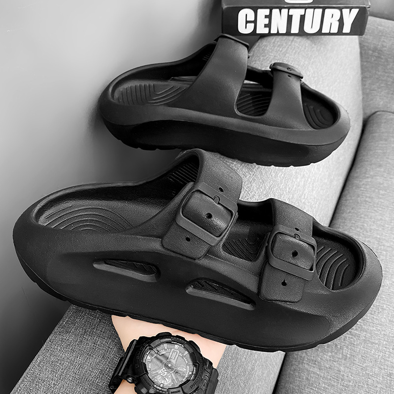 Nuevas zapatillas de fondo grueso para hombres Eva zapatillas frías de verano al aire libre interior zapatillas de mierda image 1