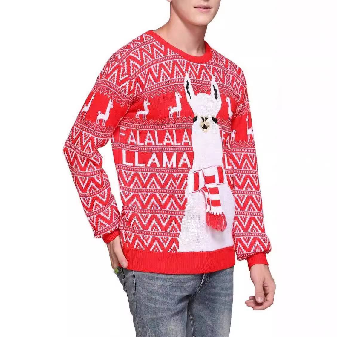 Customized manufacturers process European and American Christmas foreign trade men's sweaters loose pullover cartoon jacquard sweaters