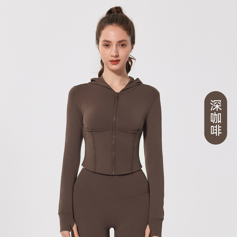 Chaqueta de yoga delgada de manga larga con capucha, primavera y otoño, ropa de gimnasia para correr, chaqueta deportiva de ciclismo delgada, chaqueta de mujer