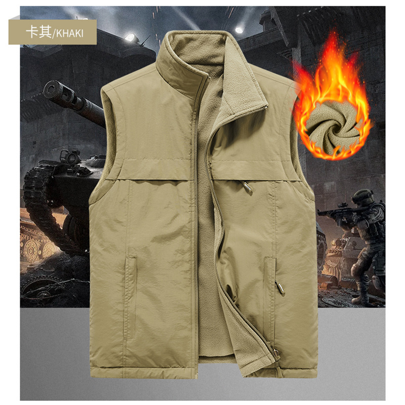 Invierno transfronterizo de lana de dos lados para hombres abrazadera de caballo para vestir el ocio grueso chaleco chaqueta ropa de trabajo chaleco personalizado