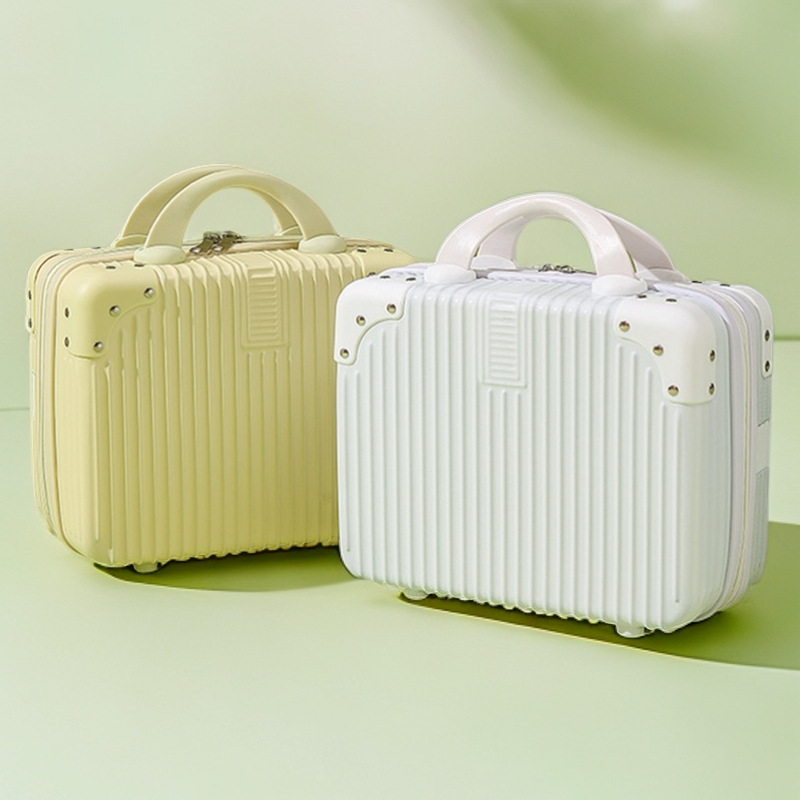 Maßgeschneiderte Handgepäck-Kosmetikkoffer 14 Zoll, kleine Reisekoffer, Zahlenkombinationskoffer, Reisekoffer, Bordgepäck Macaron-Farben Bordgepäckkoffer