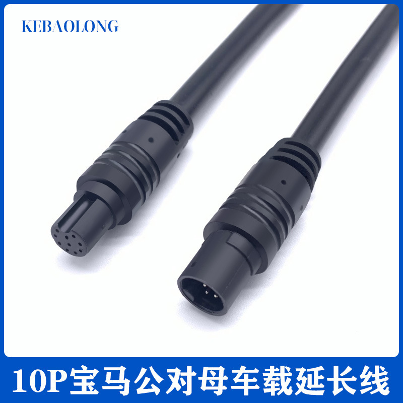 定制10P宝马头公对母加长线车载记录仪摄像头视频信号延长线10芯1