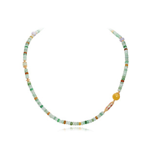 in stock genuine goods natural tricolor jade necklace women abacus beads beeswax Hetian jade enamel clavicle factory