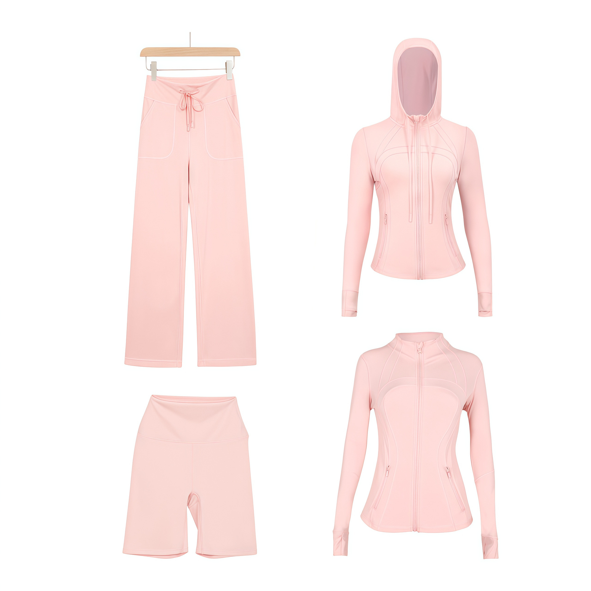 Women's Clothing Women's Slim Fit Sports Jacket Hooded Jacket Straight Leg Pants Five Piece Set Sportswear For Formal & Casual_ecoleips.com