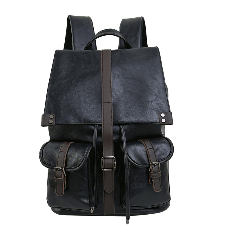 Customized European and American Retro Genuine Leather Men's Backpack, High-End Crazy Horse Leather Large-Capacity Casual Backpack, Computer School Bag