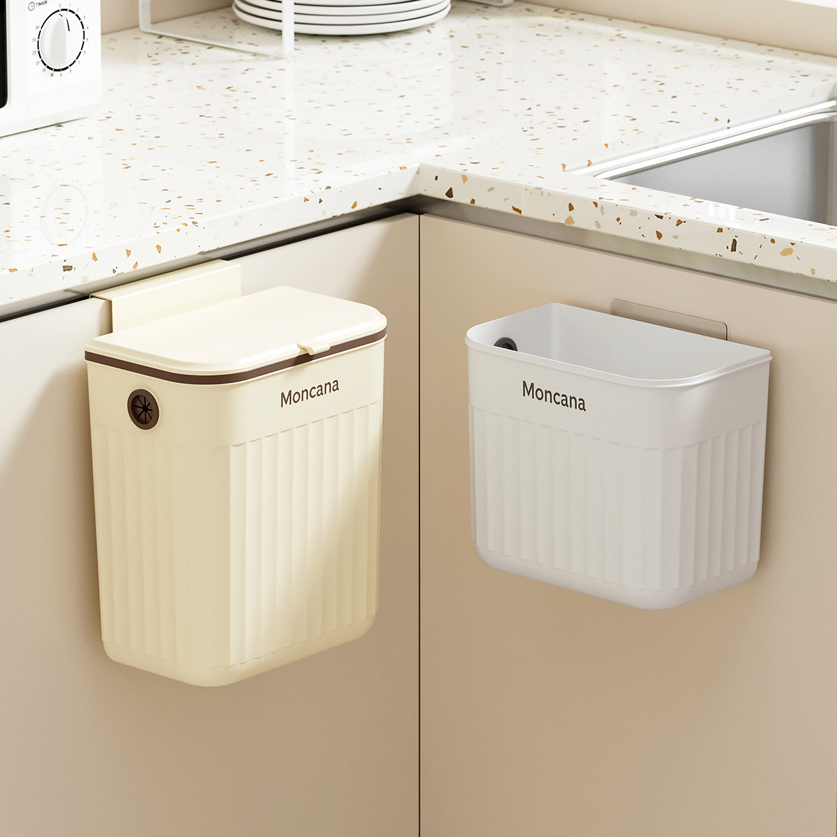 Cubos de basura colgantes en la pared, cocina, residuos de cocina domésticos, baños de basura colgantes, baños, cubos de almacenamiento sin perforación