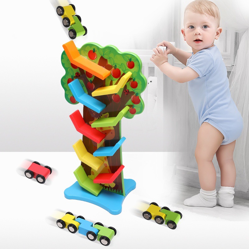 果树滑翔车儿童木制玩具宝宝早教益智力逻辑思维训练手眼协调积木