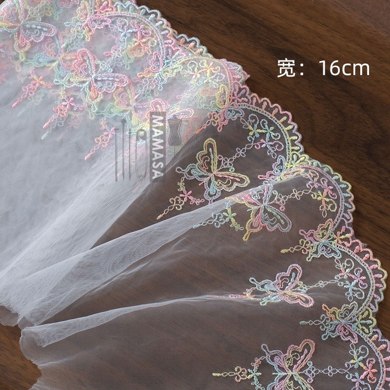 Dopamina sueño bordado de color hilo de malla encaje DIY hecha a mano lolita ropa tela accesorios para el cabello al por mayor